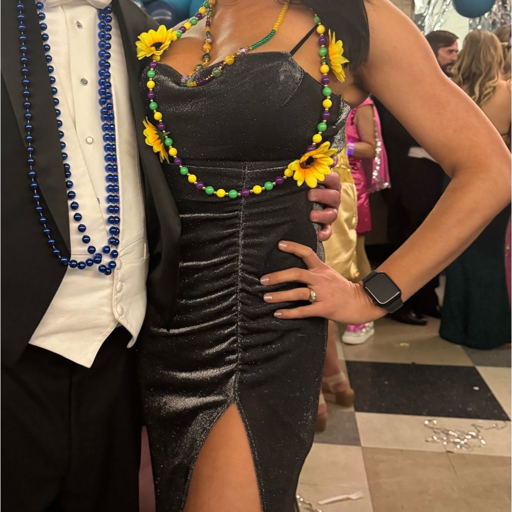 Mardi Gra dress, floor length, silver/grey in color. Very comfortable,